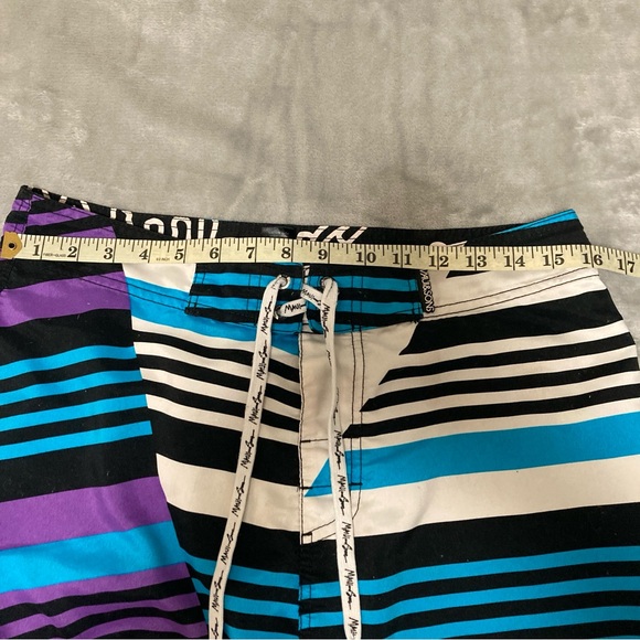 Maui and Sons Men's Striped Swim Shorts - Blue, Black, Purple Size 32 - Picture 6 of 13